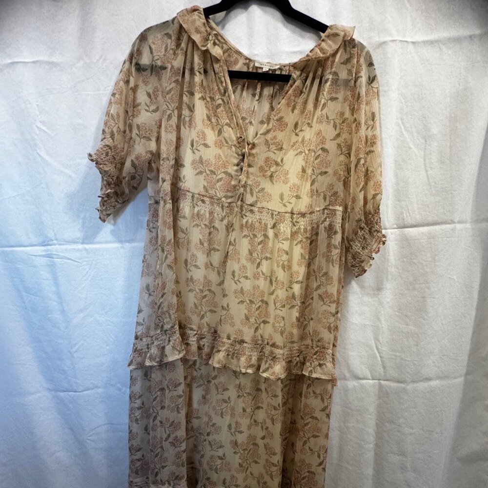 Noralee | Pink & Cream French Hydrangea Millie Womens Dress | Size M - Picture 2 of 9